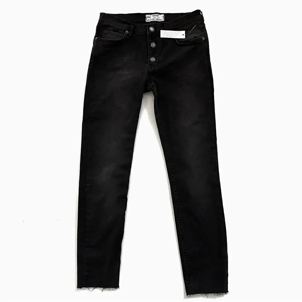 Free People Skinny Jeans Button fly Size 29 Dark Wash 2 missing buttons